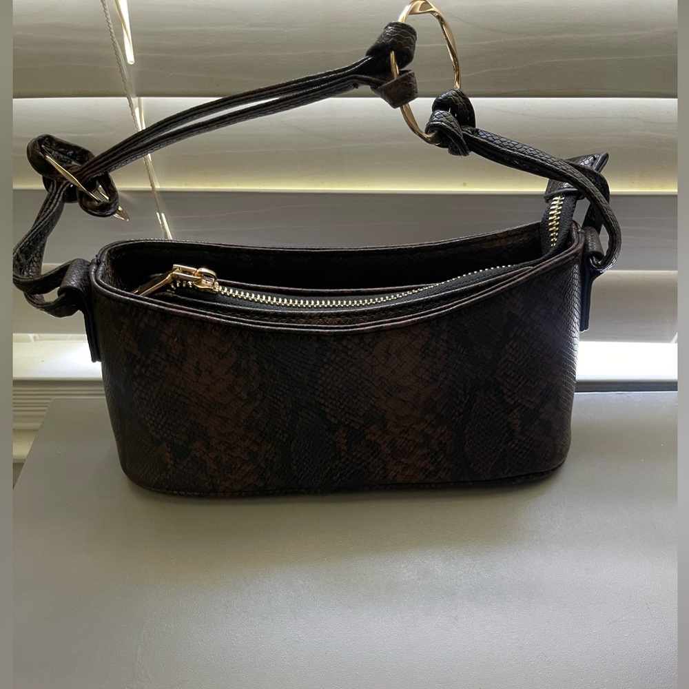 Black/Brown Snake Print Shoulder Bag